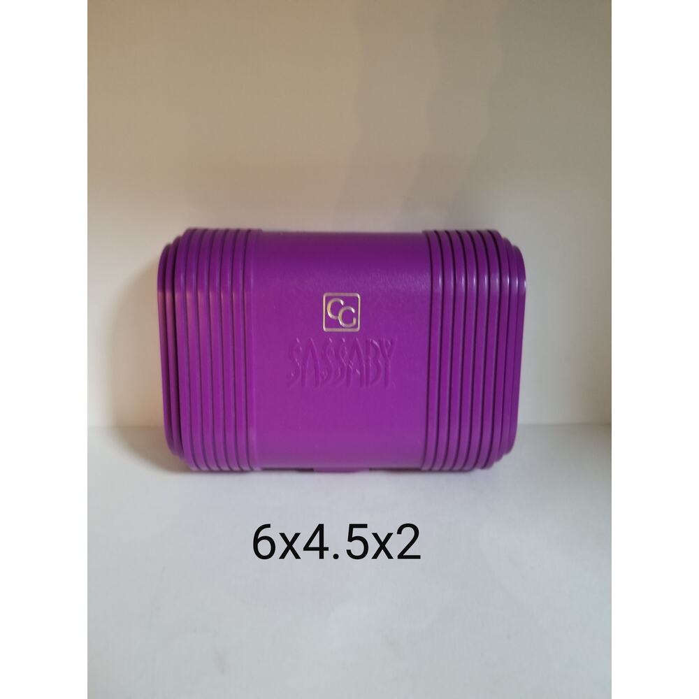 Vtg CG Cover Girl Sassaby Makeup Accessory Hard Case Travel Caboodle Purple